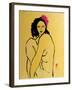 Yellow Nude with Pink Hibiscus Seated (II), 2015-Susan Adams-Framed Giclee Print