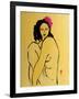 Yellow Nude with Pink Hibiscus Seated (II), 2015-Susan Adams-Framed Giclee Print