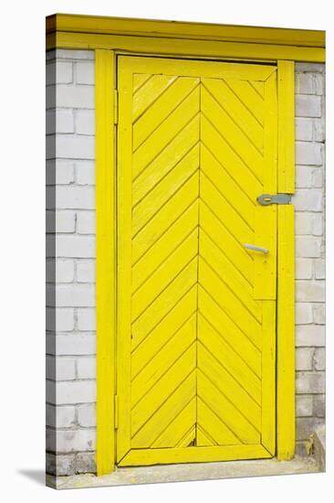 Yellow Old Wooden Door-vilax-Stretched Canvas