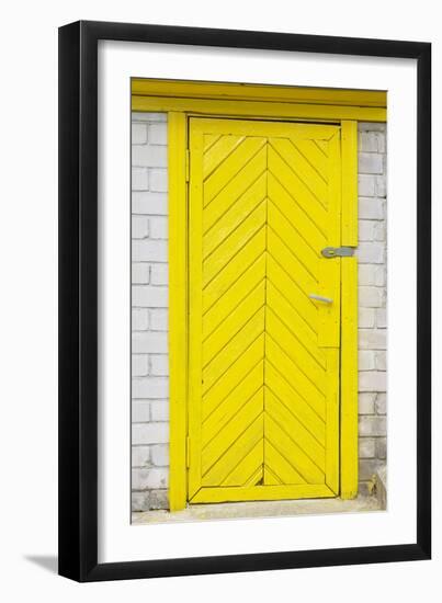 Yellow Old Wooden Door-vilax-Framed Premium Photographic Print