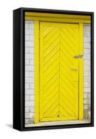 Yellow Old Wooden Door-vilax-Framed Stretched Canvas