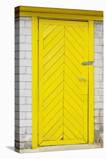 Yellow Old Wooden Door-vilax-Stretched Canvas