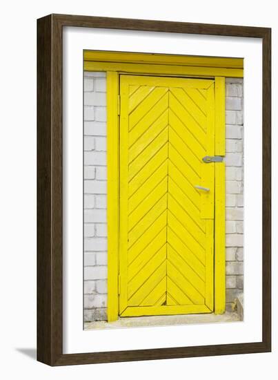 Yellow Old Wooden Door-vilax-Framed Photographic Print