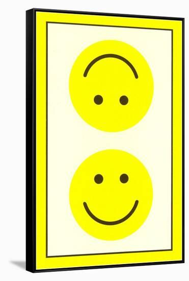 Yellow Opposed Happy Faces-null-Framed Stretched Canvas