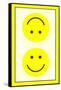 Yellow Opposed Happy Faces-null-Framed Stretched Canvas