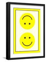 Yellow Opposed Happy Faces-null-Framed Art Print