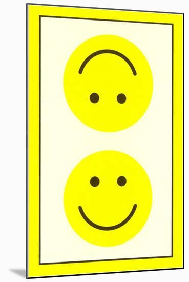 Yellow Opposed Happy Faces-null-Mounted Art Print