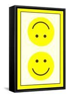 Yellow Opposed Happy Faces-null-Framed Stretched Canvas