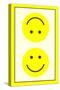 Yellow Opposed Happy Faces-null-Stretched Canvas