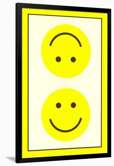 Yellow Opposed Happy Faces-null-Framed Art Print