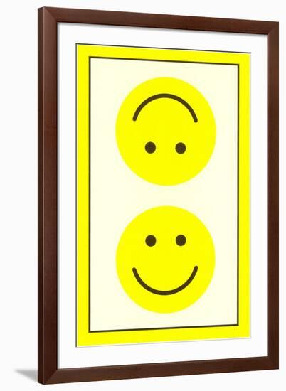 Yellow Opposed Happy Faces-null-Framed Art Print