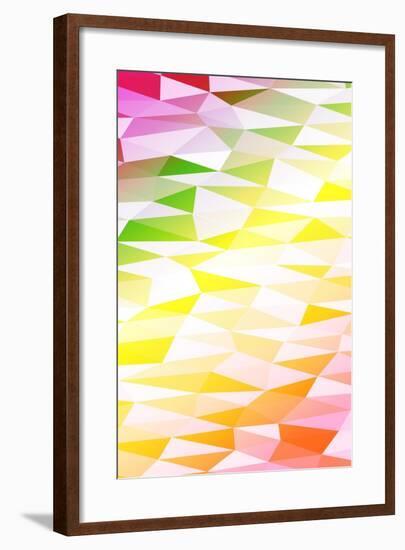 Yellow, Orange, Pink, Multicolor Polygonal Geometric Banner with Rumpled Triangular Low Poly Origam-Mademoiselle de Erotic-Framed Art Print