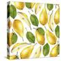 Yellow Pears - Botanical Illustration-Maria Mirnaya-Stretched Canvas
