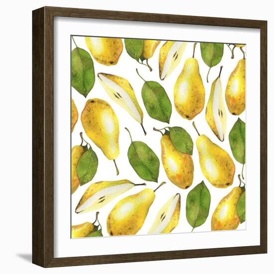 Yellow Pears - Botanical Illustration-Maria Mirnaya-Framed Art Print