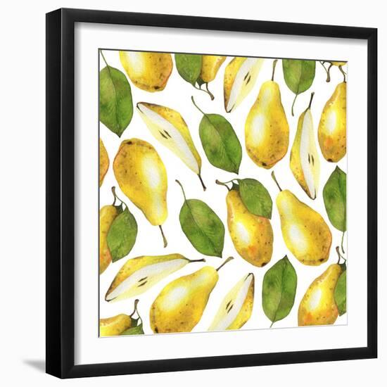 Yellow Pears - Botanical Illustration-Maria Mirnaya-Framed Art Print