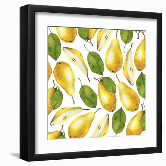 Yellow Pears - Botanical Illustration-Maria Mirnaya-Framed Art Print