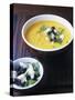 Yellow Pepper Cream Soup with Feta, Olives and Parsley-Maja Smend-Stretched Canvas