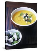 Yellow Pepper Cream Soup with Feta, Olives and Parsley-Maja Smend-Stretched Canvas