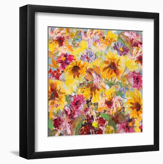 Yellow Pink Flower Stillife-null-Framed Art Print