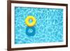 Yellow Pool Float, Ring Floating in a Refreshing Blue Swimming Pool-StacieStauffSmith Photos-Framed Photographic Print