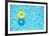 Yellow Pool Float, Ring Floating in a Refreshing Blue Swimming Pool-StacieStauffSmith Photos-Framed Photographic Print