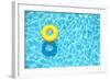 Yellow Pool Float, Ring Floating in a Refreshing Blue Swimming Pool-StacieStauffSmith Photos-Framed Photographic Print