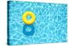 Yellow Pool Float, Ring Floating in a Refreshing Blue Swimming Pool-StacieStauffSmith Photos-Stretched Canvas