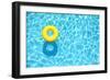 Yellow Pool Float, Ring Floating in a Refreshing Blue Swimming Pool-StacieStauffSmith Photos-Framed Photographic Print