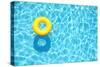 Yellow Pool Float, Ring Floating in a Refreshing Blue Swimming Pool-StacieStauffSmith Photos-Stretched Canvas