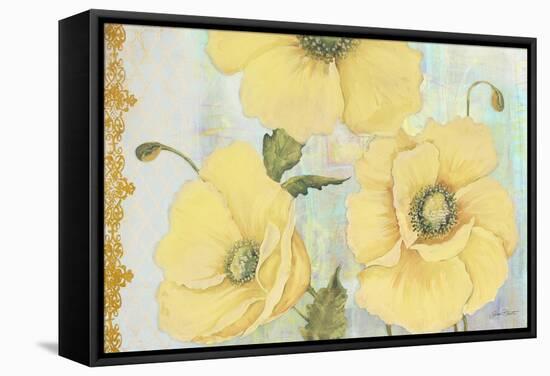Yellow Poppies On Aqua-Jean Plout-Framed Stretched Canvas