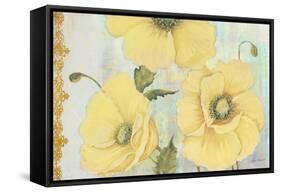 Yellow Poppies On Aqua-Jean Plout-Framed Stretched Canvas