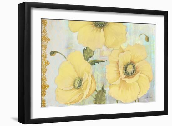 Yellow Poppies On Aqua-Jean Plout-Framed Giclee Print