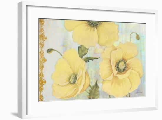 Yellow Poppies On Aqua-Jean Plout-Framed Giclee Print