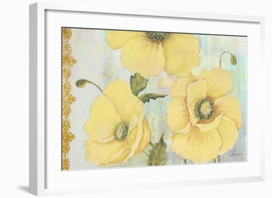 Yellow Poppies On Aqua-Jean Plout-Framed Giclee Print