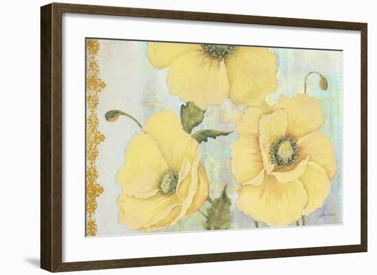 Yellow Poppies On Aqua-Jean Plout-Framed Giclee Print