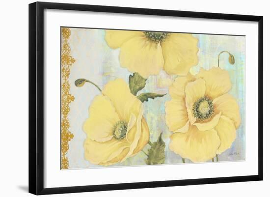 Yellow Poppies On Aqua-Jean Plout-Framed Giclee Print