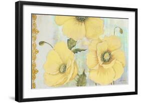 Yellow Poppies On Aqua-Jean Plout-Framed Giclee Print