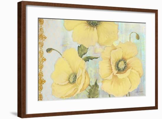 Yellow Poppies On Aqua-Jean Plout-Framed Giclee Print