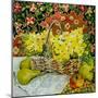 Yellow Primroses in a Basket, with Fruit and Textiles, 2010-Joan Thewsey-Mounted Giclee Print