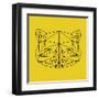 Yellow Raccoon Polygon-Lisa Kroll-Framed Art Print