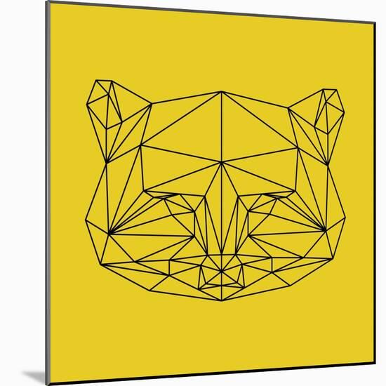 Yellow Raccoon Polygon-Lisa Kroll-Mounted Art Print