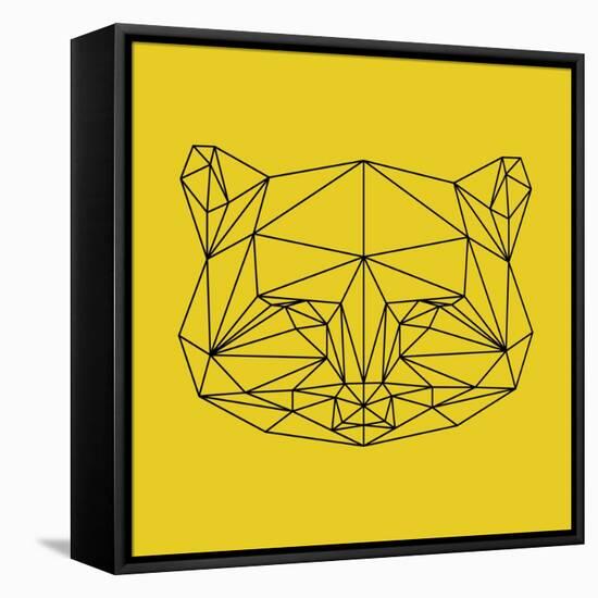 Yellow Raccoon Polygon-Lisa Kroll-Framed Stretched Canvas