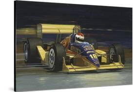 Yellow Race Car-William Vanderdasson-Stretched Canvas