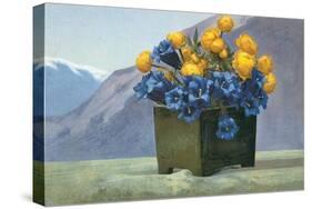 Yellow Ranunculus and Bluebells-null-Stretched Canvas