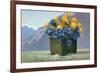 Yellow Ranunculus and Bluebells-null-Framed Art Print