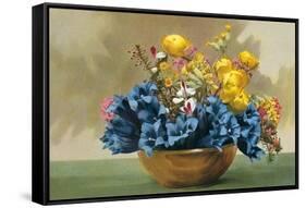 Yellow Ranunculus and Bluebells-null-Framed Stretched Canvas