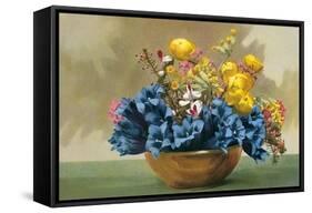 Yellow Ranunculus and Bluebells-null-Framed Stretched Canvas