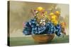 Yellow Ranunculus and Bluebells-null-Stretched Canvas