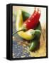 Yellow, Red and Green Chili Peppers-Joerg Lehmann-Framed Stretched Canvas