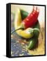 Yellow, Red and Green Chili Peppers-Joerg Lehmann-Framed Stretched Canvas